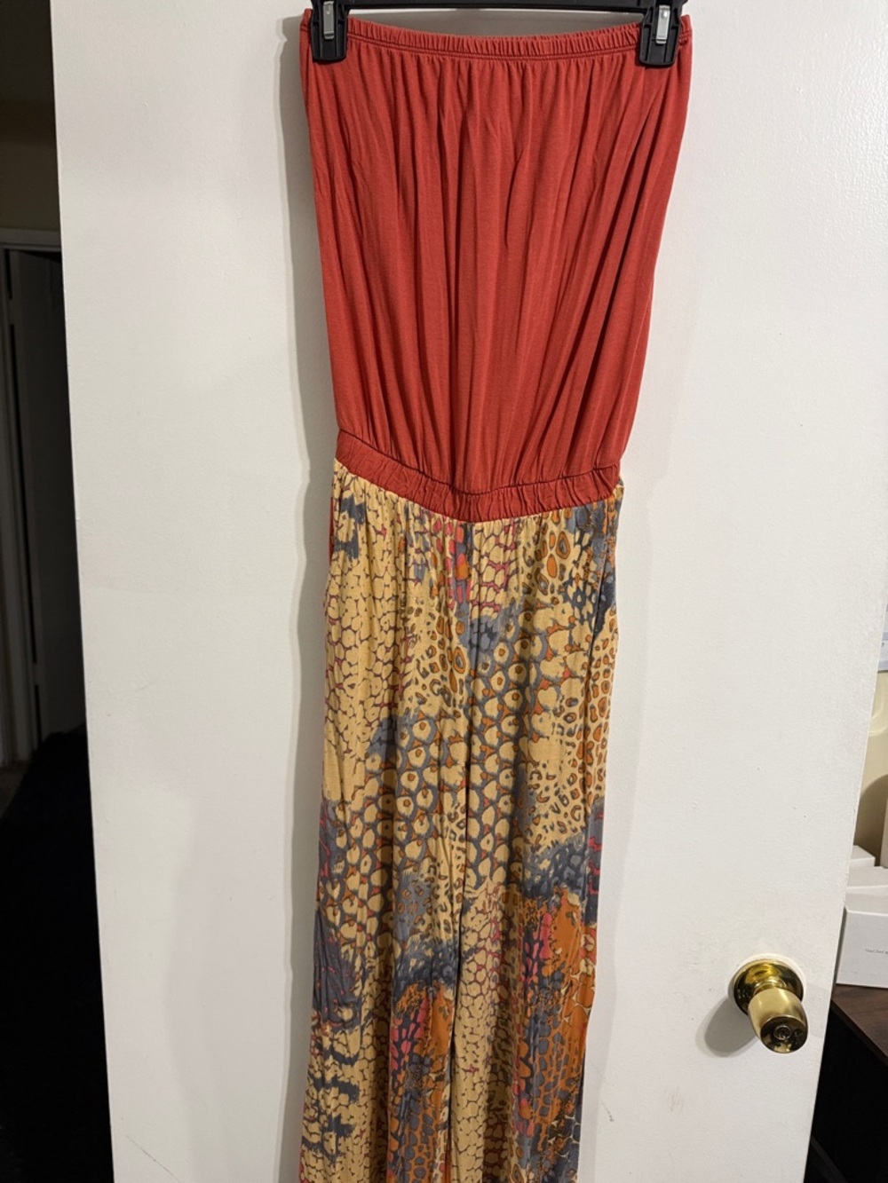 VENUS Rust Orange Top Patterned Maxi Jumpsuit